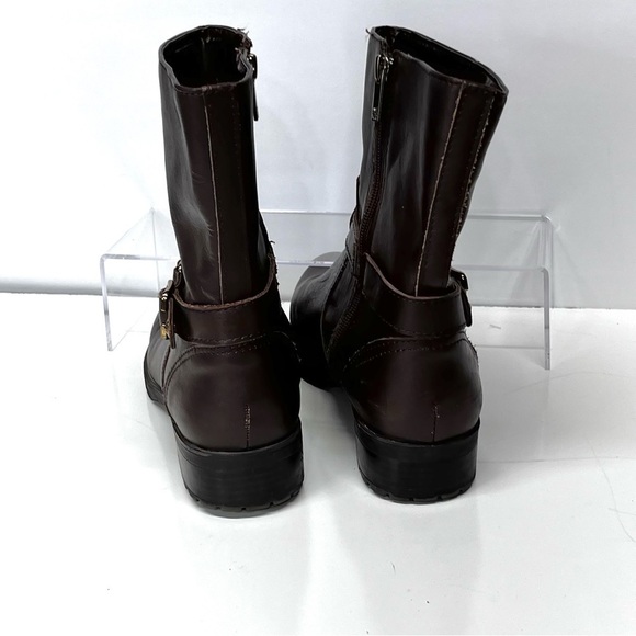Anne Klein i Flex Clayton Brown Leather Boots Womens Size 9M Side Zip Lug sole - Picture 5 of 9